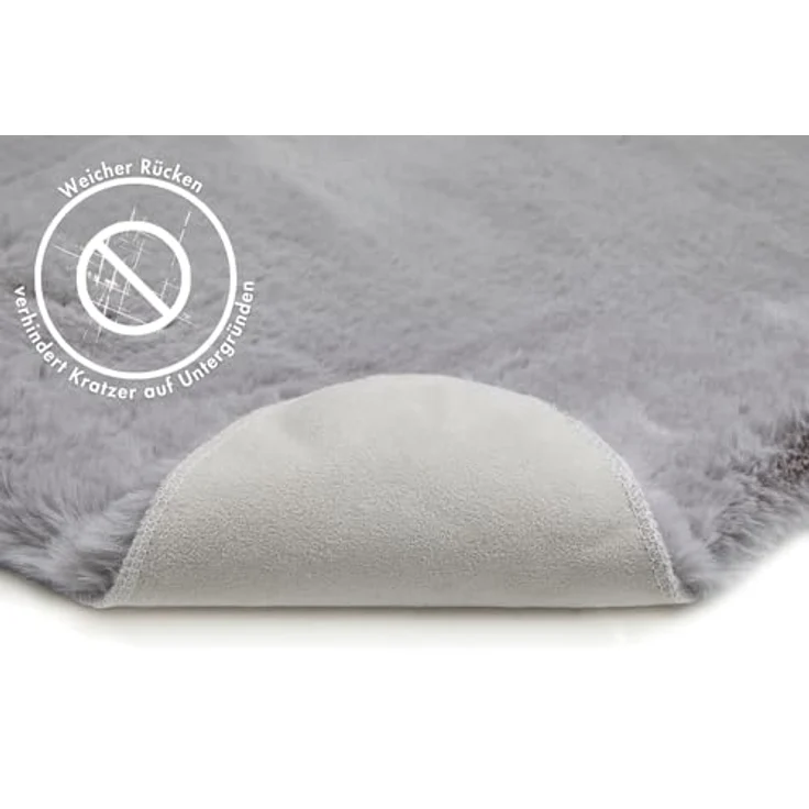 -LUXOR- living Fellteppich Coste gemütlicher weicher Hochflor Kunstfell Teppich 55 x 80 cm grau – Bild 7