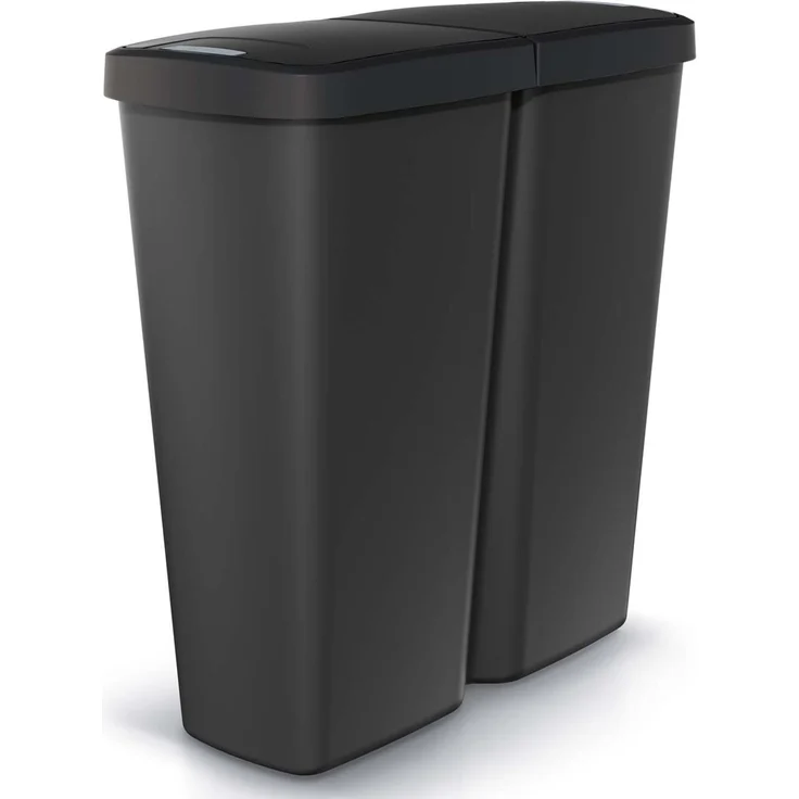 KEDEN® Mülleimer Küche 50L 2 Fächer mit Deckel Schwarz – Bild 1