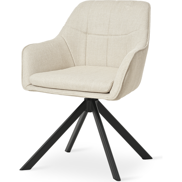 GOEURVANT 1437 Esszimmerstühle 6er-Set mit Armlehnen, 360° Drehbar, Webstoff - Beige Stoff – Bild 5