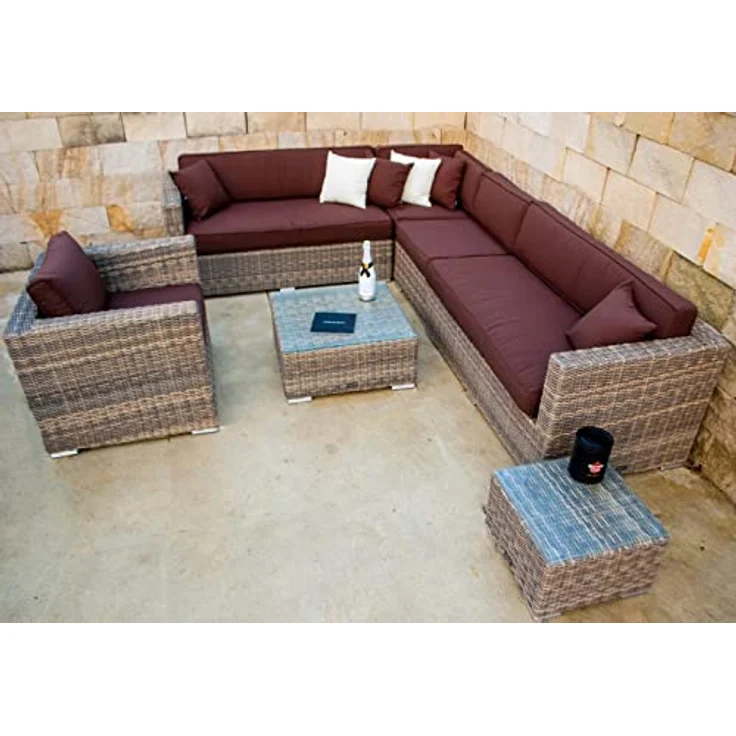 Ragnarök Möbel-Design Gartenlounge-Set Narvik, (Set, Ecklounge, Polyrattan, Alu), Sitzpolster ca. 16 cm dick und haben 2 intergrierte Härtegrade – Bild 2