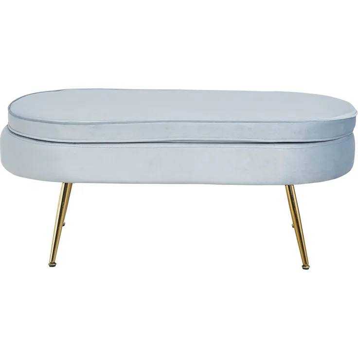 SalesFever Ovaler Sitzpouf aus Samt mit hohem Sitzkissen und goldfarbenem 4-Fuß-Metallgestell