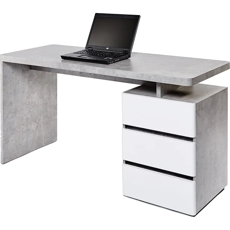 CU-Libre 'C 240' Computertisch, Matt weiß/Beton, 75,5 x 55 x 140 cm