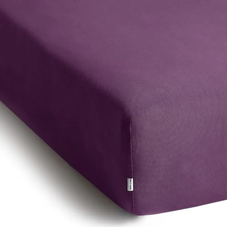 DecoKing Spannbettlaken 100x200 120x200 cm 100% gekämmte Baumwolle Pflaume Violett Spannbetttücher Jersey Boxspringbett Amber 100x200 120x200 – Bild 4