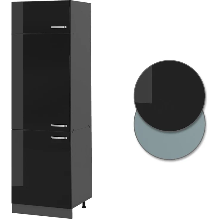 Kühlumbauschrank R-Line Schwarz Hochglanz 60 cm Vicco – Bild 6