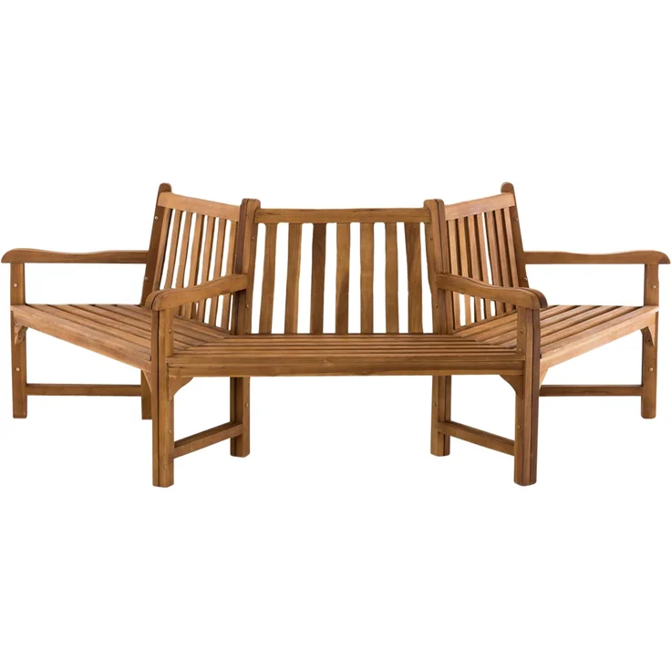 Baumbank HANIM - Holz Teak 250x125x93 cm | Halbrunde Sitzbank Mit Lehne Baumbank Gartenbank Für Baum – Bild 1