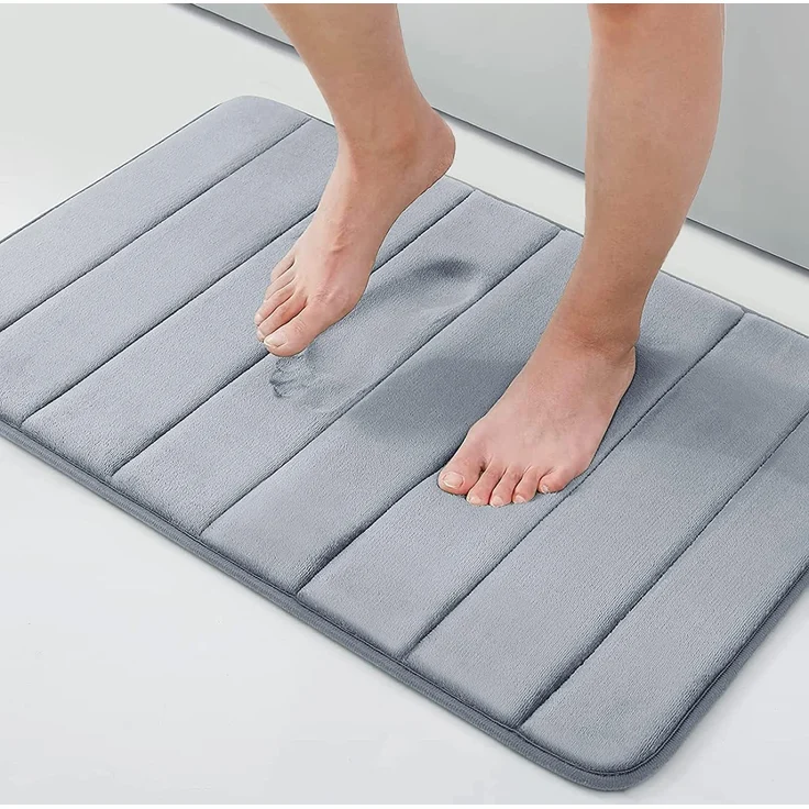 Homaxy Memory Foam Badezimmer Badteppich Saugfähige Rutschfester Badvorleger Waschbar Badematte - 51x76 cm, Grau – Bild 1