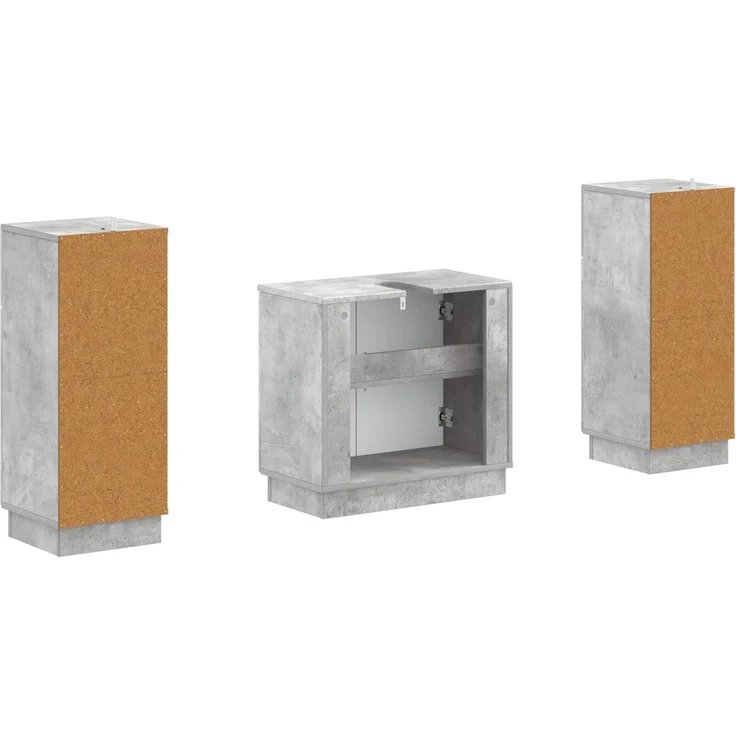 vidaXL 3-teiliges Badezimmer-Schranksystem HOORN 3 stk. Betongrau 3418038 – Bild 5