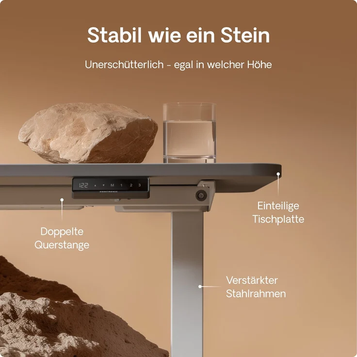 Desktronic HomeOne Elektrisch höhenverstellbarer Schreibtisch 120x60cm Weiß/Grau mit Memory-Funktion, Anti-Kollisions Technologie, USB-A und USB-C-Ladeanschlüssen – Bild 4