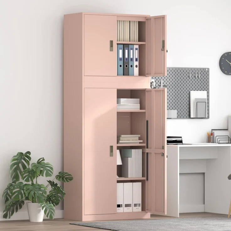 vidaXL Aufbewahrungsschrank 2 stk. Rosa 80 x 40 x 210 cm Stahl 3438742 – Bild 1