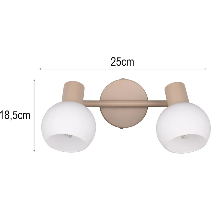 LED Deckenstrahler 2-flammig aus Metall in Beige mit Glasschirmen, Breite 25cm – Bild 3