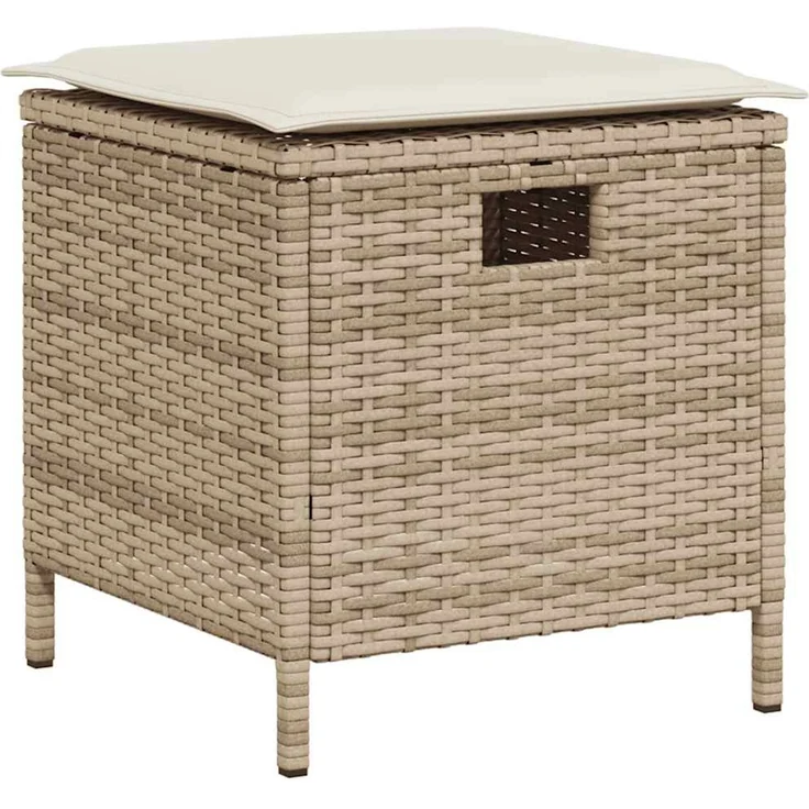 vidaXL 6-tlg. Garten-Sofagarnitur mit Kissen L-Form Beige Poly Rattan 3213542 – Bild 5