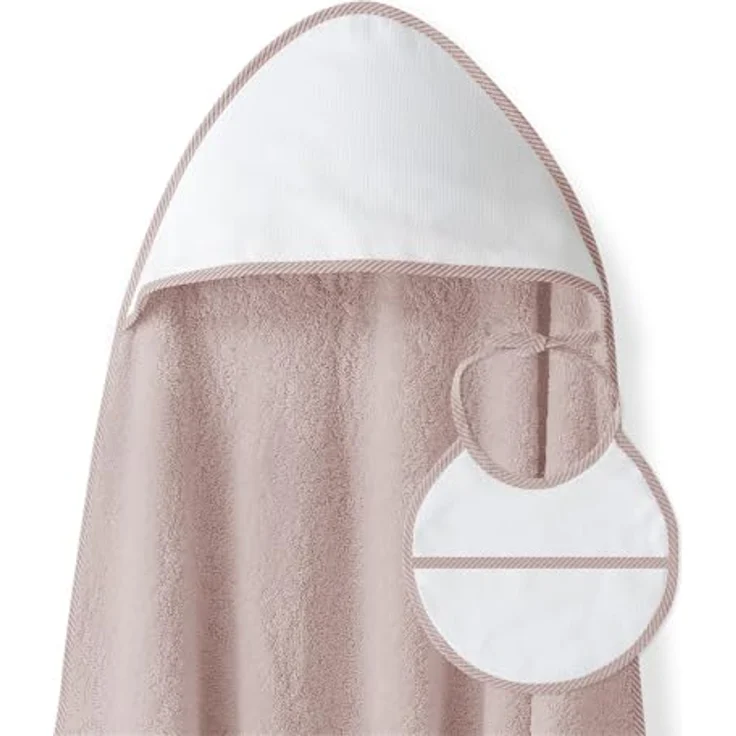 Baby BadePoncho 1x1 m Bademantel Kapuzenbademantel PUNTO DE CRUZ LISO rosa & Lätzchen für Neugeborene 100% Baumwolle – Bild 1