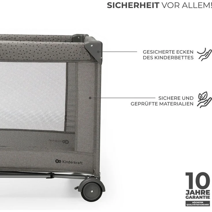 Kinderkraft Kinderreisebett Joy Light, Babybetten, Kinderbett, Reisebett, Praktisch, Modernes Design, Kleine Abmessungen nach Zusammenklappe, Tasche, Grau – Bild 2