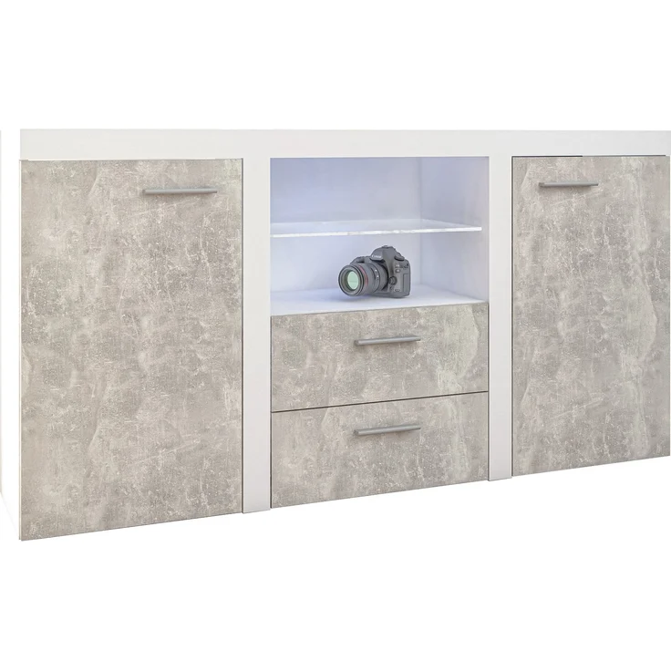 AX LIVING Schubladenschrank Kommode Spacoro 2F2S Modern in Weiß/Beton – Bild 2