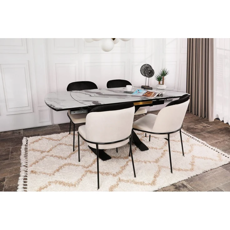 Skye Decor 'Dore 145 V4' Stuhlset (4-teilig), Schwarz / Creme, 54 x 86 x 55 cm – Bild 3
