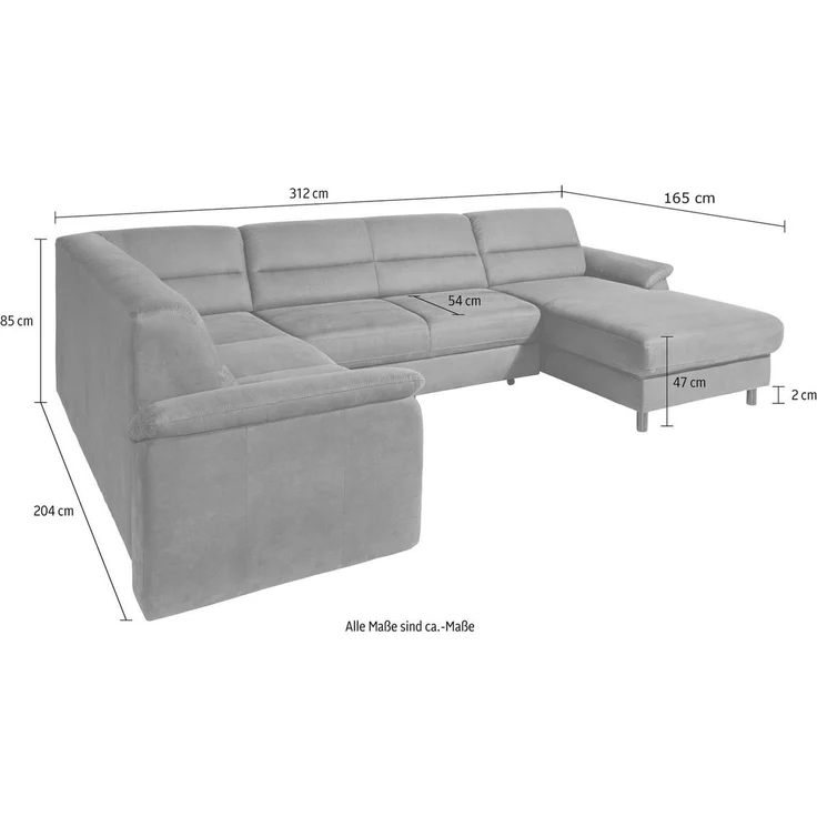 sit&more Wohnlandschaft Ascara U-Form, inklusive Boxspring/Federkern-Polsterung, wahlweise mit Bettfunktion – Bild 3