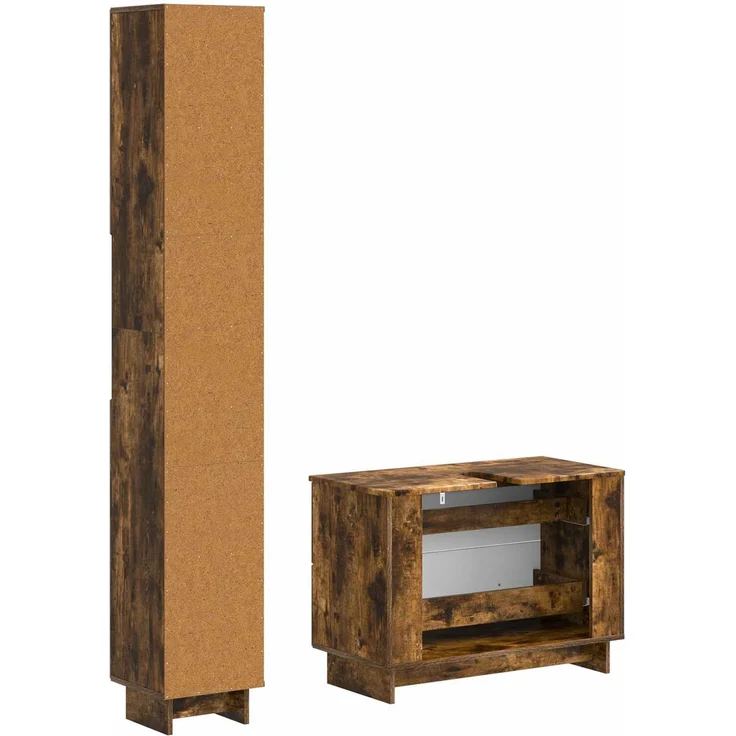vidaXL 2-teiliges Badezimmer Schrank Set EDE Raucheiche Holzwerkstoff 3417500 – Bild 5