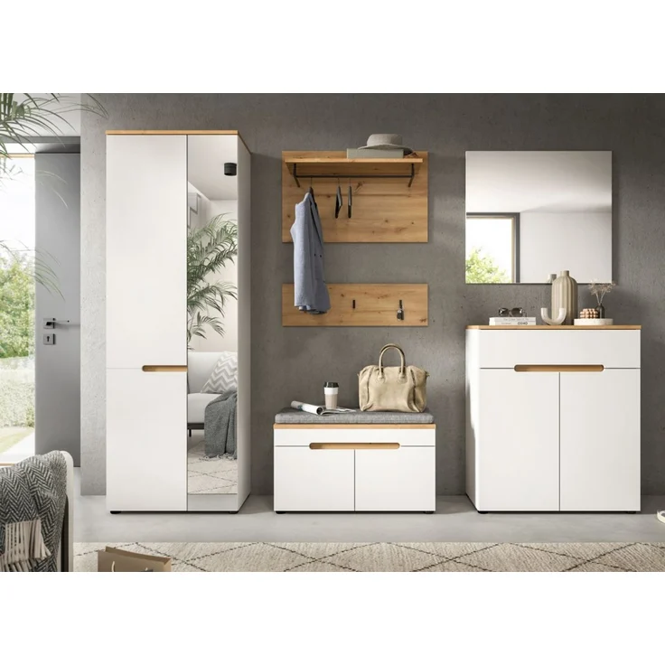 Garderobe Set 6-tlg. Cooper in weiß und Eiche 255 cm – Bild 5