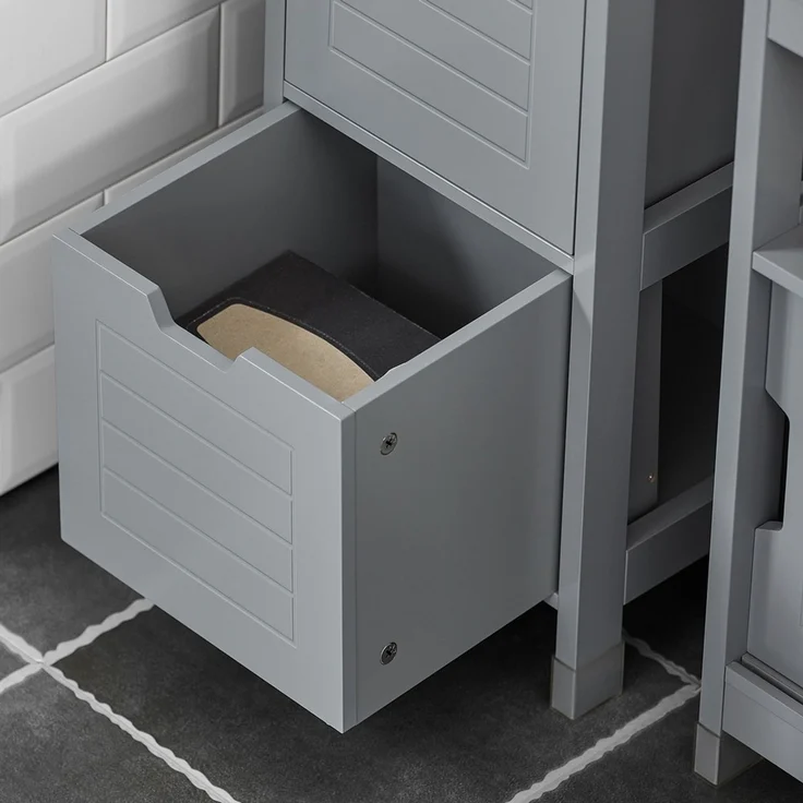 SoBuy FRG126-SG Badezimmer-Hochschrank, MDF, Lackiert, Grau, 30 x 144 x 30 cm – Bild 10
