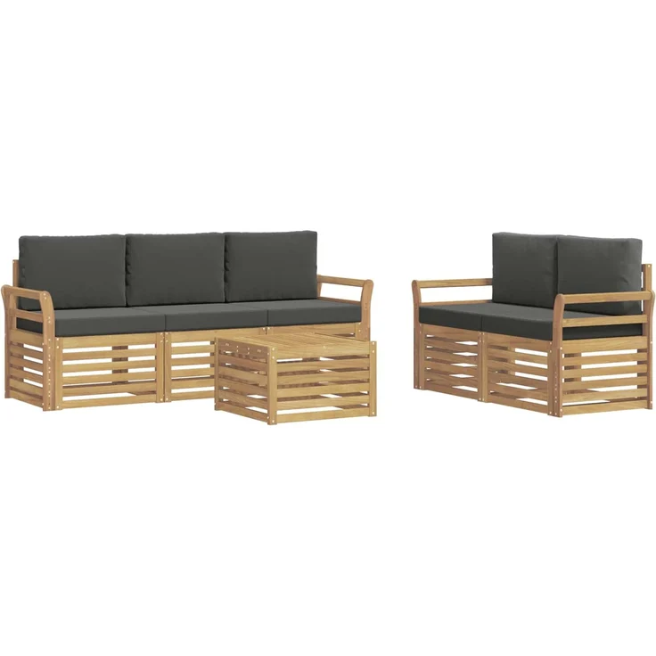 vidaXL Outdoor-Sofagarnitur 6 stk. 5-Sitzer Weiß und Anthrazit 3391397 – Bild 2