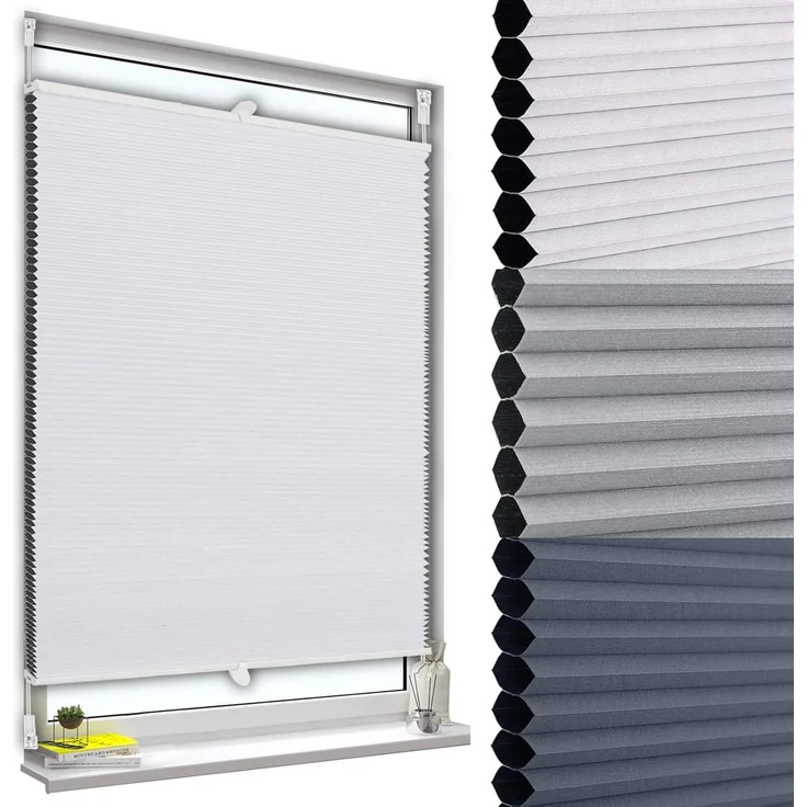 WOLTU Wabenplissee ohne Bohren Verdunklung Thermo Doppelplissee Klemmfix Zweifarbig 90x120 cm Weiß-Weiß, Plissee Faltrollo Sonnen-, Sicht- & Schallschutz, Jalousie Plisseerollo für Fenster & Tür – Bild 1