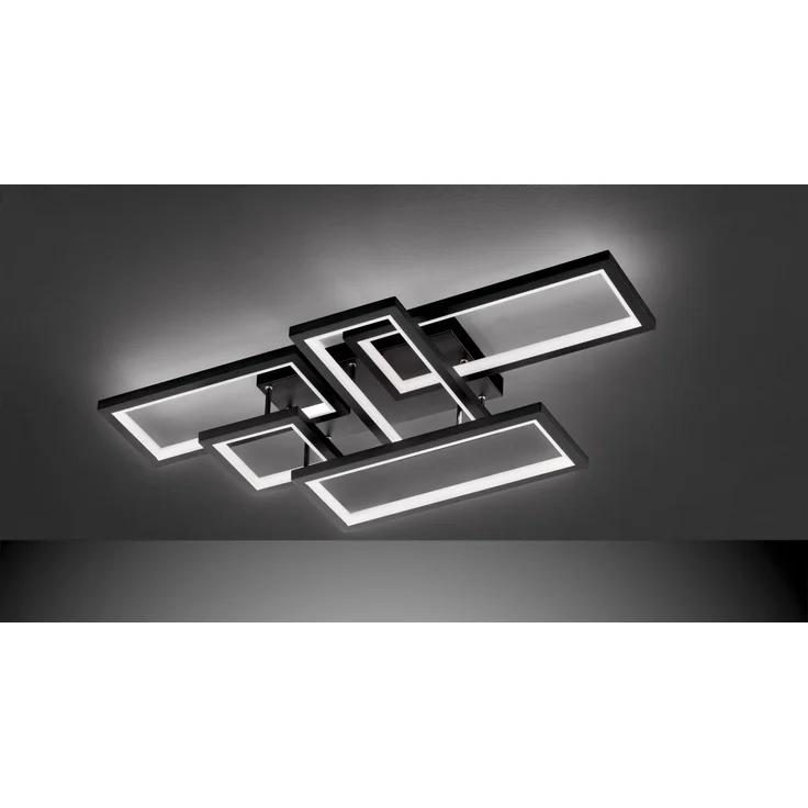 WOFI Leuchten 'VISO' LED-Deckenleuchte, Metall schwarz, 99 x 17 x 53 cm, 3-Stufen dimmbar – Bild 2