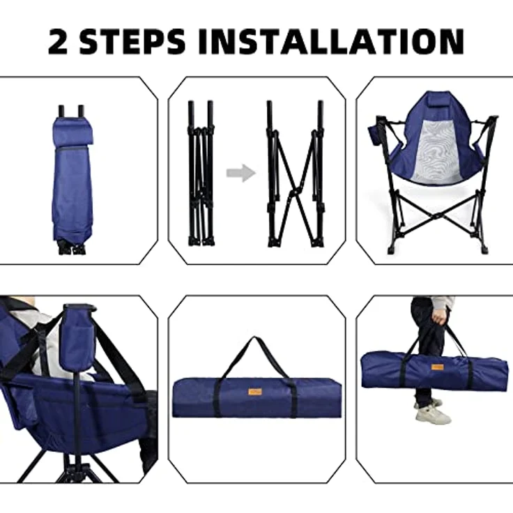 CCLIFE Schaukelstuhl Camping extra groß, Campingstuhl Schaukel Gartenstuhl Faltbar, klappstuhl Outdoor Regiestuhl Strandstuhl – Bild 5