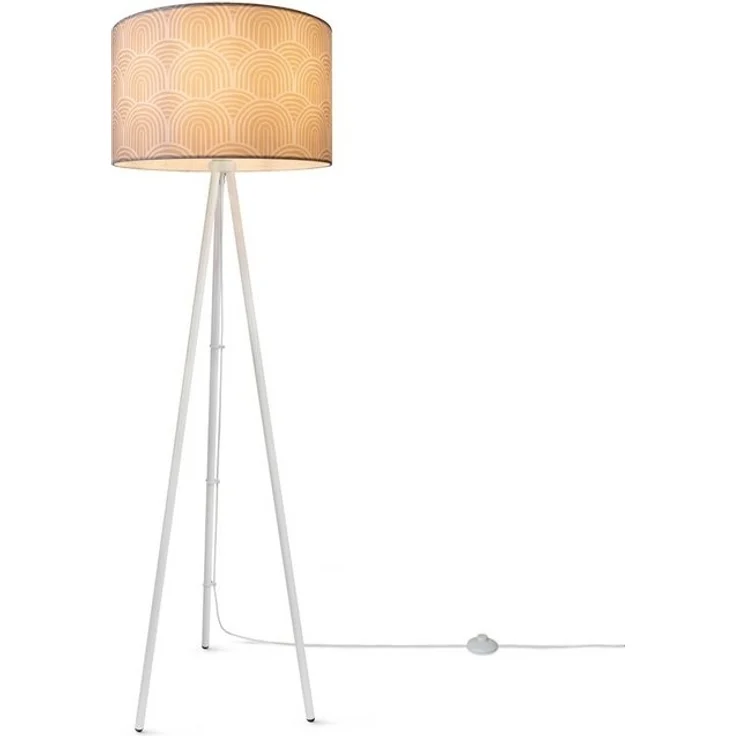 Paco Home Stehlampe Trina Pillar, ohne Leuchtmittel, Wohnzimmer Stehleuchte Dreibein Stativ Mit Stoffschirm Uni Modern – Bild 4