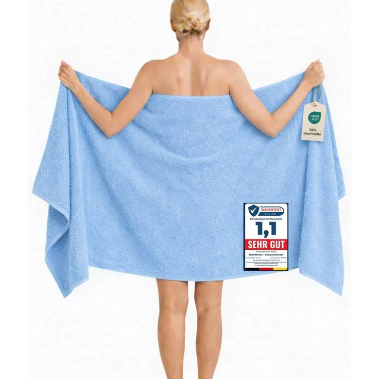 Komfortec Saunatuch 100x200 cm Badetuch aus 100% Baumwolle, Frottee (1-St), extra Große, Schnelltrocknend – Bild 1