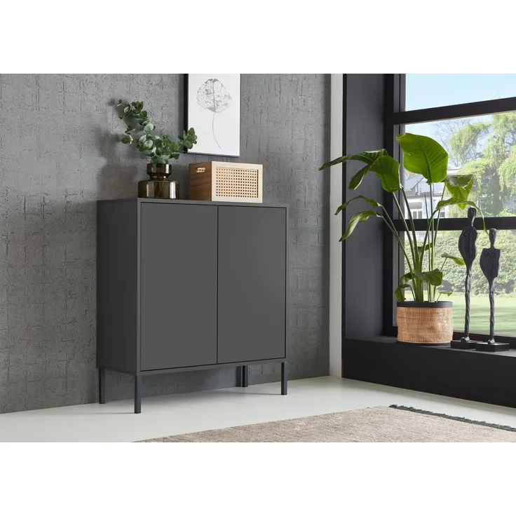 BMG Möbel Schuhkommode Mailand 4 (Schuhschrank Aktenschrank Kommode Anrichte, mit hochwertigen Metallfüßen), Push-to-Open-Funktion