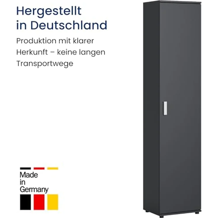 Home Collective Mehrzweckschrank Schmaler Schrank 40 cm breit mit 1 Tür & 4 Einlegeböden (Universalschrank Haushaltsschrank für Haushalt, Flur, Büro oder Schlafzimmer) 40x35x184 cm (BxTxH), Anthrazit – Bild 7