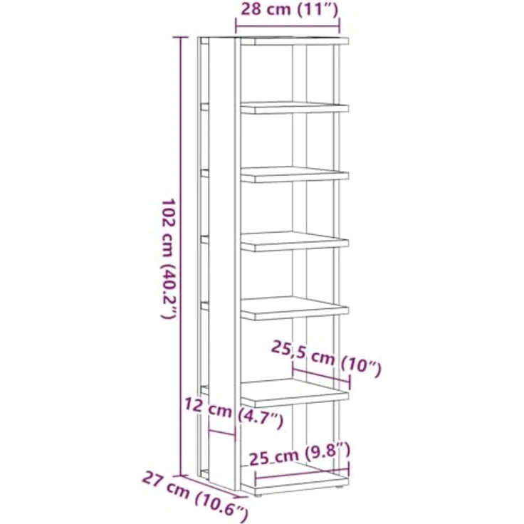 vidaXL Schuhschrank Altholz-Optik 28x27x102 cm Holzwerkstoff 856664 – Bild 4