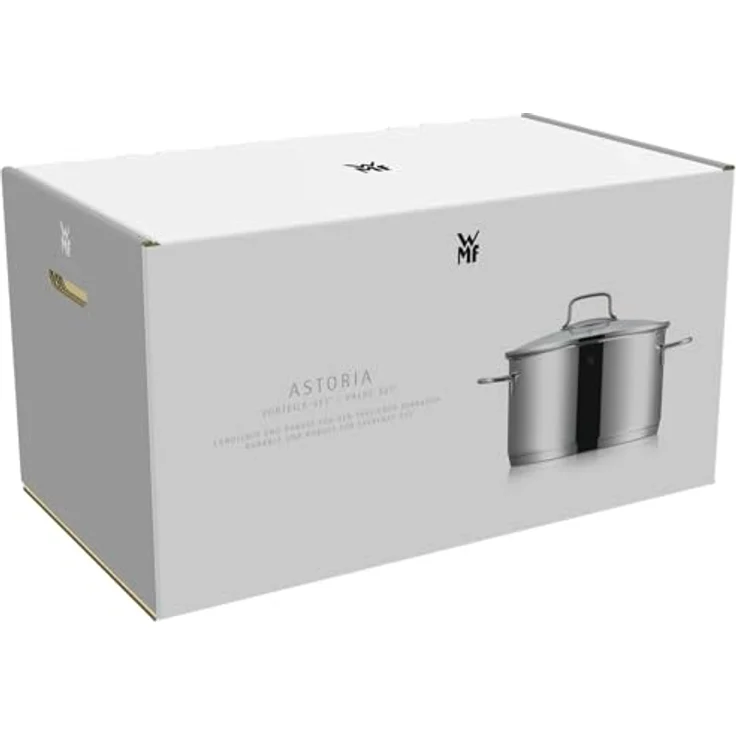 WMF Topf-Set Astoria, Cromargan® Edelstahl Rostfrei 18/10 (Set, 11-tlg, 2x Bratentopf mit Deckel, 3x Kochtopf mit Deckel, 1x Stielkasserolle), 11-teilig, hochglanzpoliert, mit Schüttrand, TransTherm-Allherdboden – Bild 12