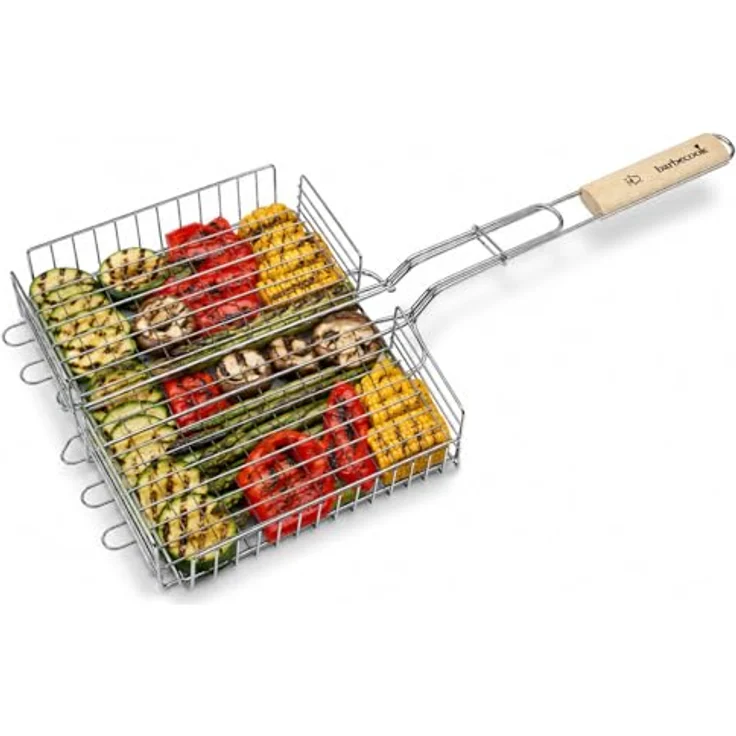 Barbecook Doppelter Grillrost aus Chrom und Holz 31.5x25x5cm – Bild 1