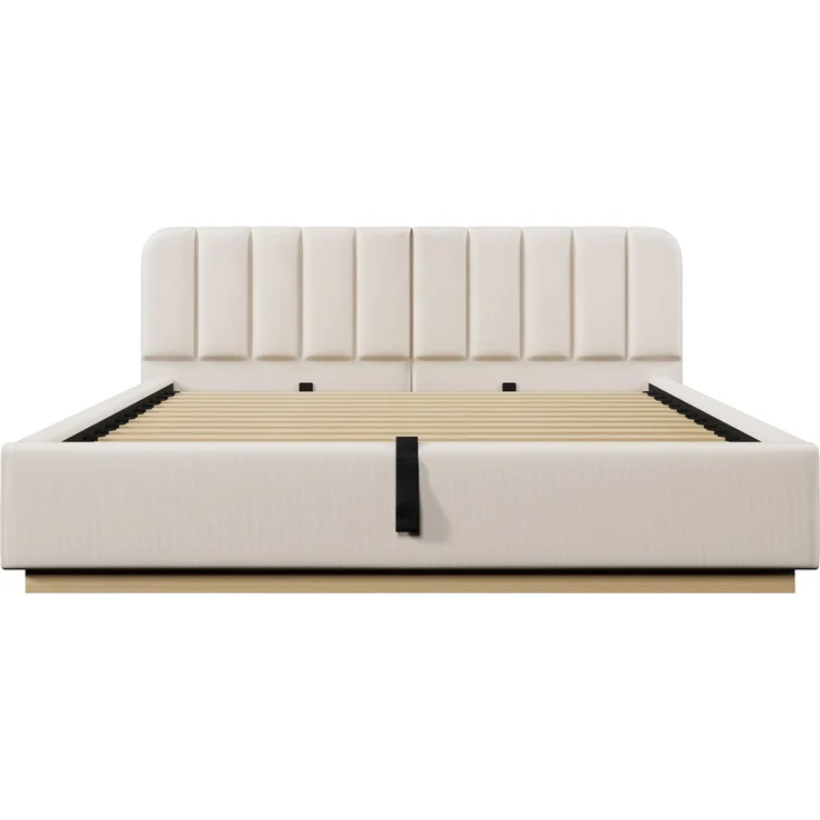 Polsterbett mit LED-Beleuchtung und Stauraum, 180x200 cm, gepolsterter Kopfteil, Doppelbett, Stauraumbett, Chenille – Bild 8