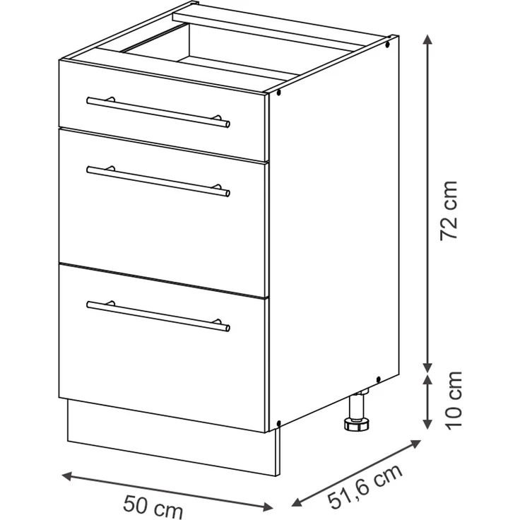 Küchenunterschrank Fame-Line GrauBeige 50 cm ohne Arbeitsplatte Vicco – Bild 3