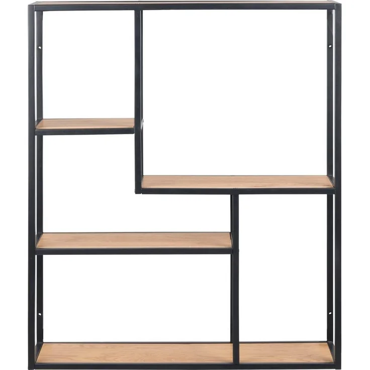 Wandregal SEAFORD schwarz matt Wildeiche Look Puristisch