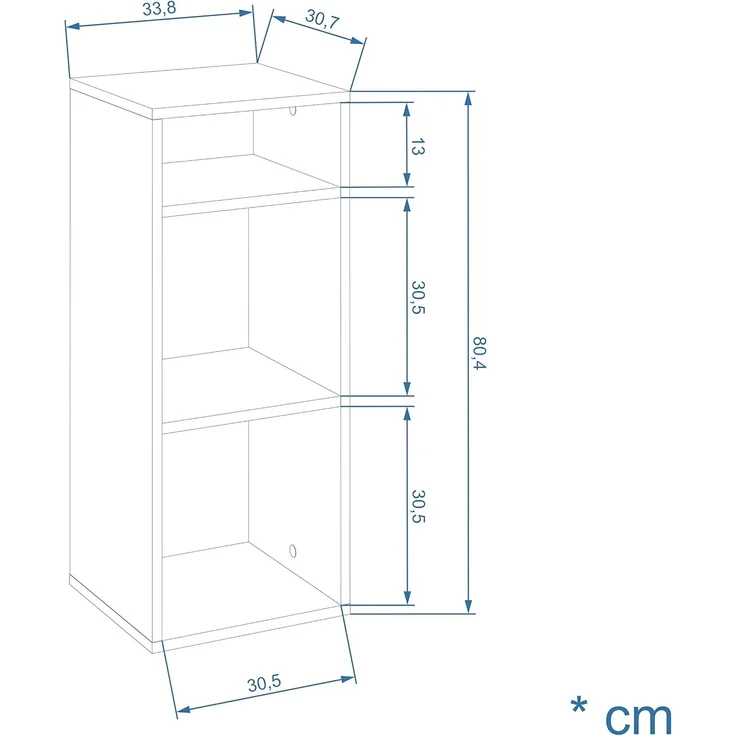 KOMTO Bücherregal RIM2 Regal Klein Standregal Würfelregal Büroregal, Bücherschrank für Kinderzimmer Regal Wohnzimmer 33,8 х 30,7 х 80,4 cm – Bild 2