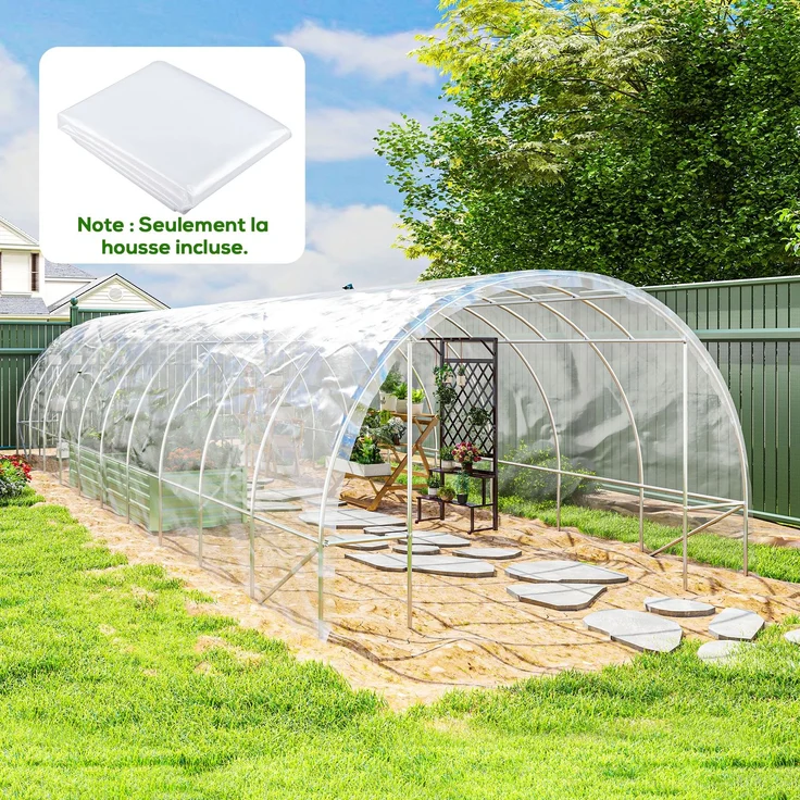Wohnora-Gewächshausabdeckung, transparente Kunststoffplane, 6 x 10 m, wasserdicht, UV-beständig, Polyethylen, 150 g/m², transparent,H 001cm x T 450cm x B 6000cm – Bild 1