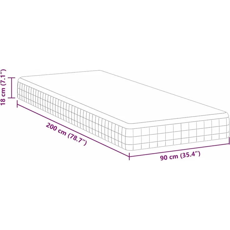 vidaXL Matratze Weiß und Grau 90 x 200 cm Bonell Feder 4106439 – Bild 10