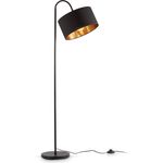 B.K.Licht Stehlampe Stehleuchte Retro Stoff E27 schwarz-gold - BKL1419, ohne Leuchtmittel, " Schwenkbar Stoffschirm 1-flammig 30 cm 140 cm Kabel mit Fußtaster "
