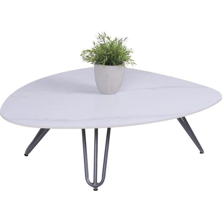 Gartentisch KARL - Aluminium, gesinterter Stein, Grau, 88 x 110 x 31,5 cm | Terrassentisch Wetterfest Outdoor Tisch