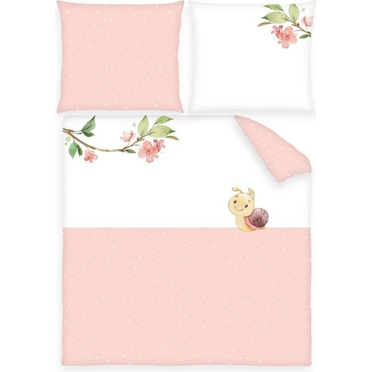 Herding süße Baby Wende Wiegen Bettwäsche Schnecke Punkte rosa 80x80 + 35x40