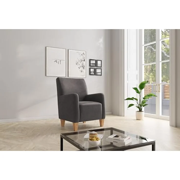 Cavadore Sessel Vida / Polstersessel im trendigen Design / 74 x 93 x 81 / Mikrofaser, Graubraun – Bild 3