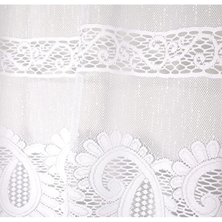 HOME WOHNIDEEN Gardine LEONORA (1 St), Stangendurchzug, halbtransparent, Wirkware, Kurzstore Jacquard, Scheibengardine – Bild 2