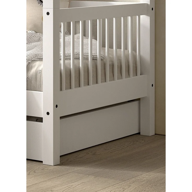 Hausbett >Buche Massiv< in Buche massiv weiß lackiert - 207,5x170x97,5 (BxHxT) – Bild 4