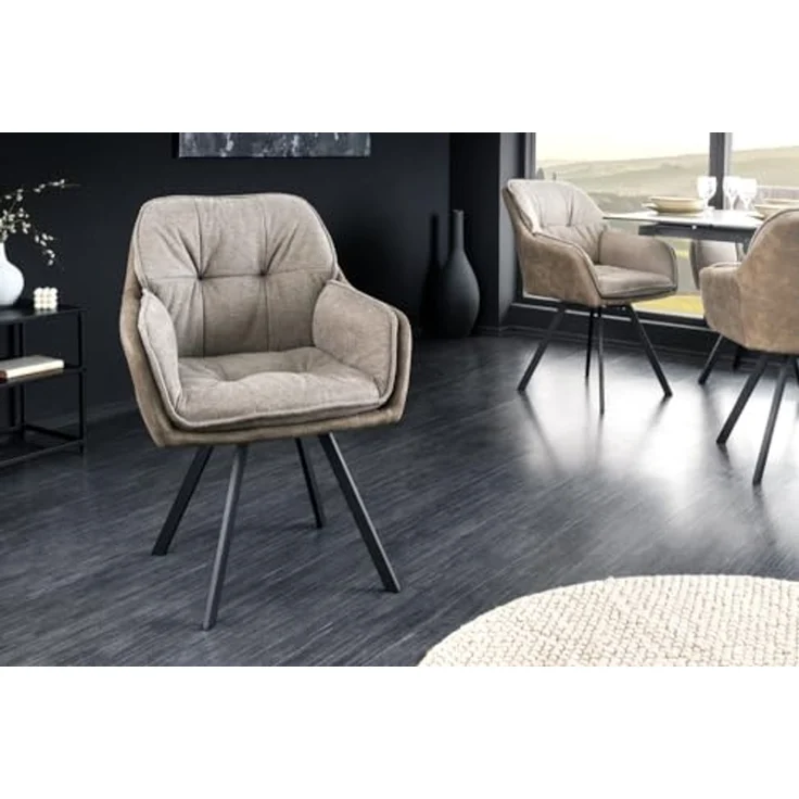 riess-ambiente Armlehnstuhl MR. LOUNGER vintage taupe (Einzelartikel, 1 St), Esszimmer · Microfaser · Metall · 180° drehbar · Retro Design – Bild 2