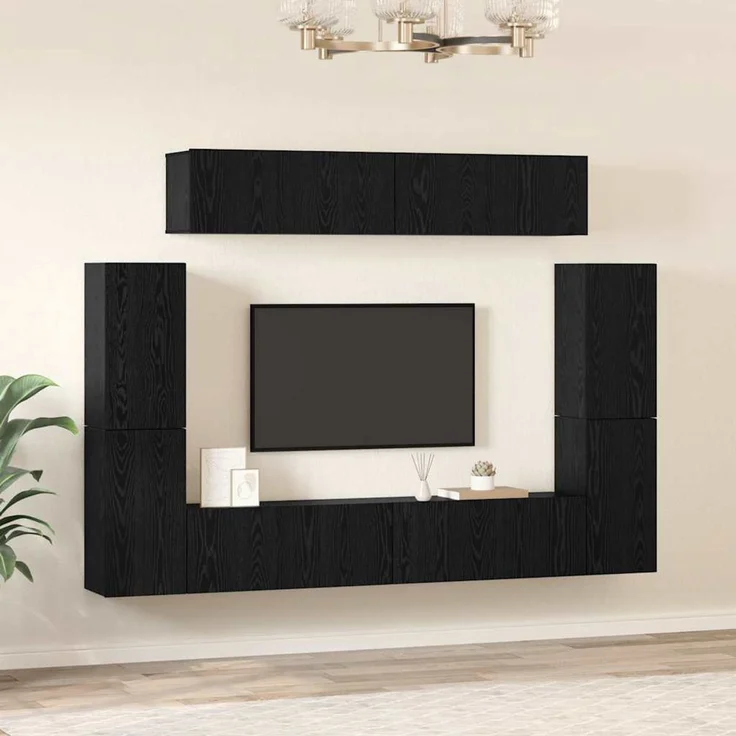vidaXL TV-Schrank-Set 8 stk. 80 x 30 x 30 cm Schwarz Eichen-Optik 3393325 – Bild 4