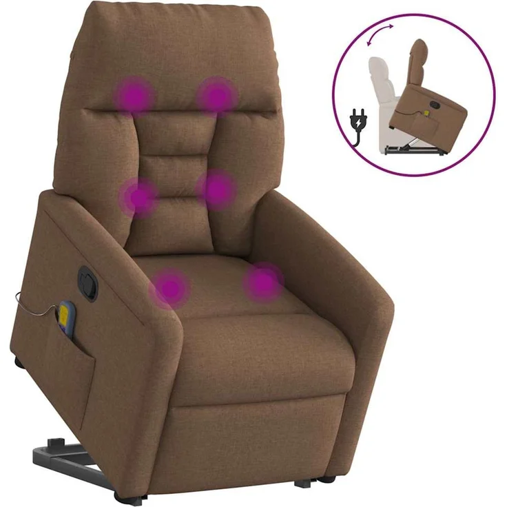 vidaXL Massagesessel mit Aufstehhilfe Braun Stoff 3303046 – Bild 1