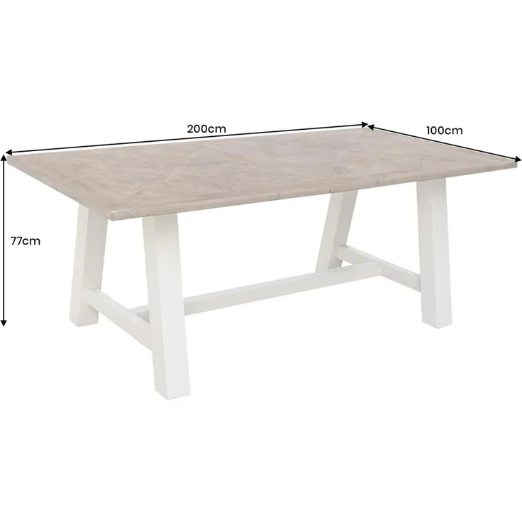 riess-ambiente Esstisch HAMPTONS 200cm hellbraun/creme - Pinienholz, 8 Sitzplätze, rechteckig (Einzelartikel, 1-St), Massivholz-Esstisch - ideal für Landhaus-Küchen, Wohn- und Esszimmer – Bild 3